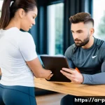 퍼스널트레이너가 알아야 할 법률 상식 - **Prompt 1: Professional Personal Trainer and Client Reviewing a Legal Agreement**
    A highly prof...