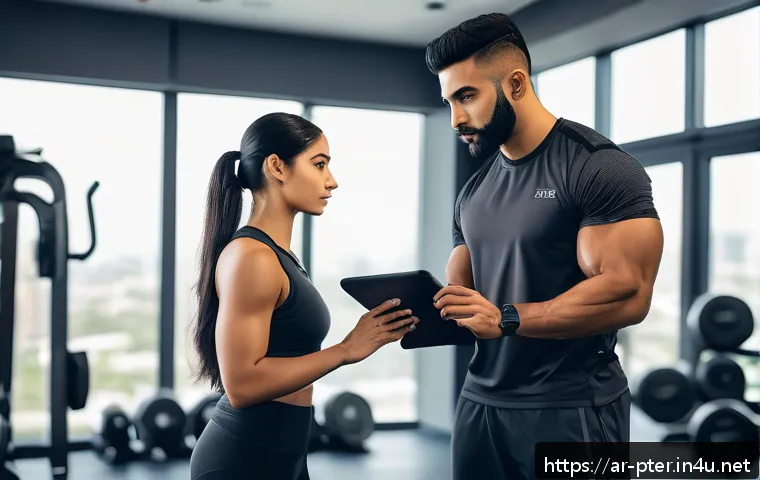 퍼스널트레이너 심화 교육 과정 - A professional Middle Eastern personal trainer conducting an in-depth client needs analysis session ...